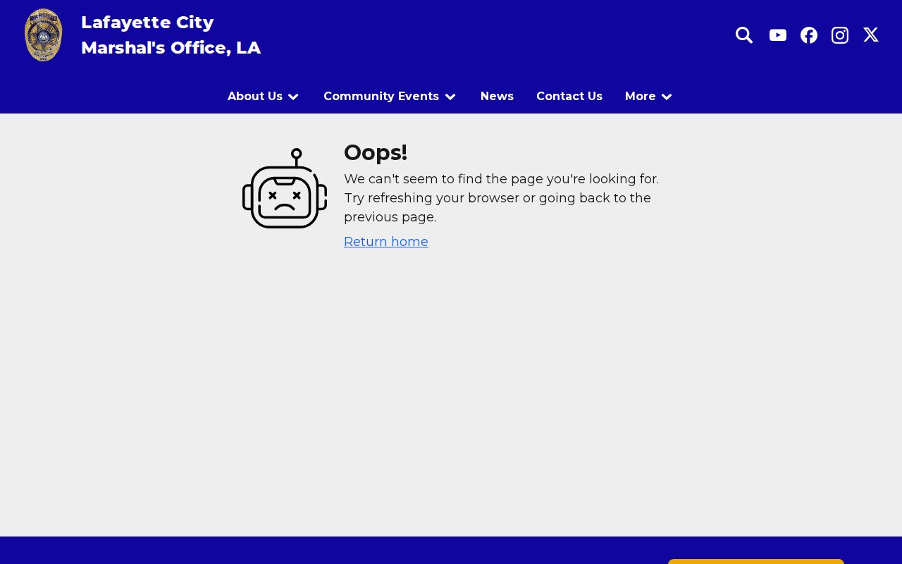 Lafayette City Marshal official warrant search page