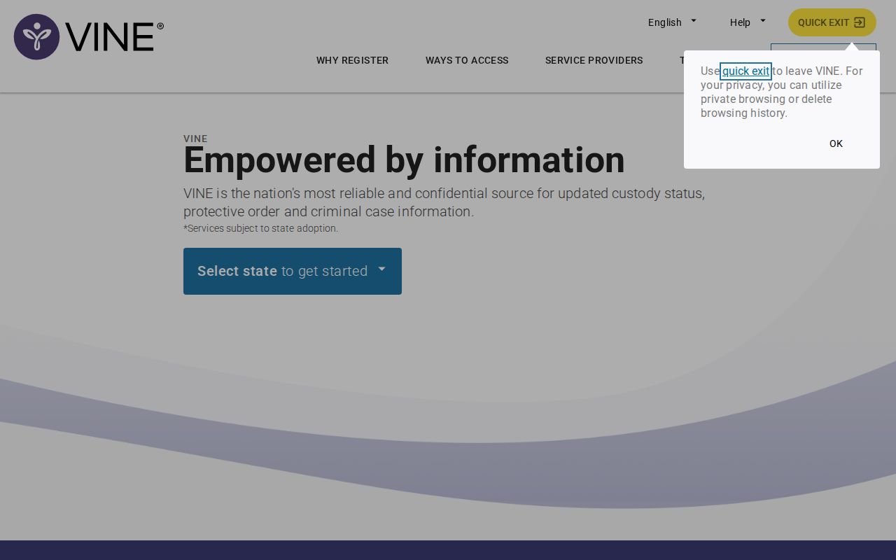 VINELink public custody search entry screen for Louisiana