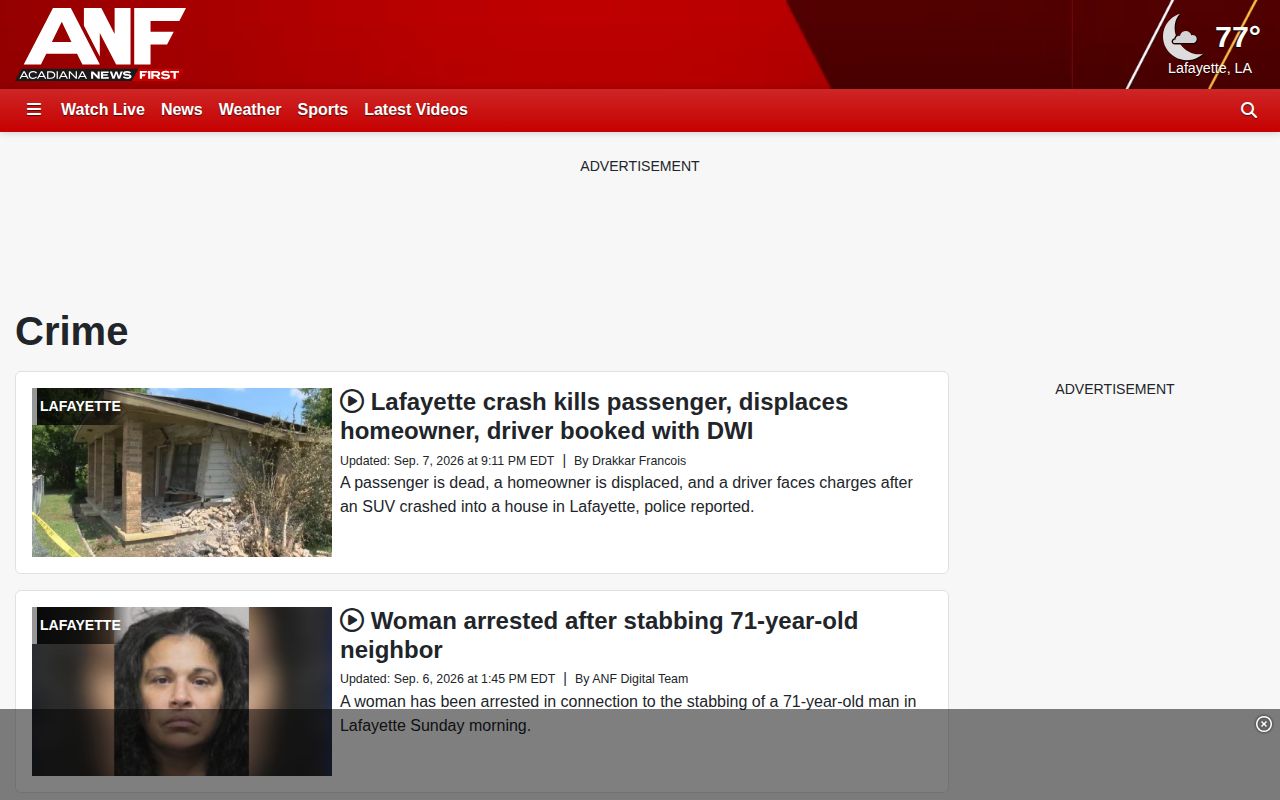 KATC Lafayette Parish arrest and crime news section